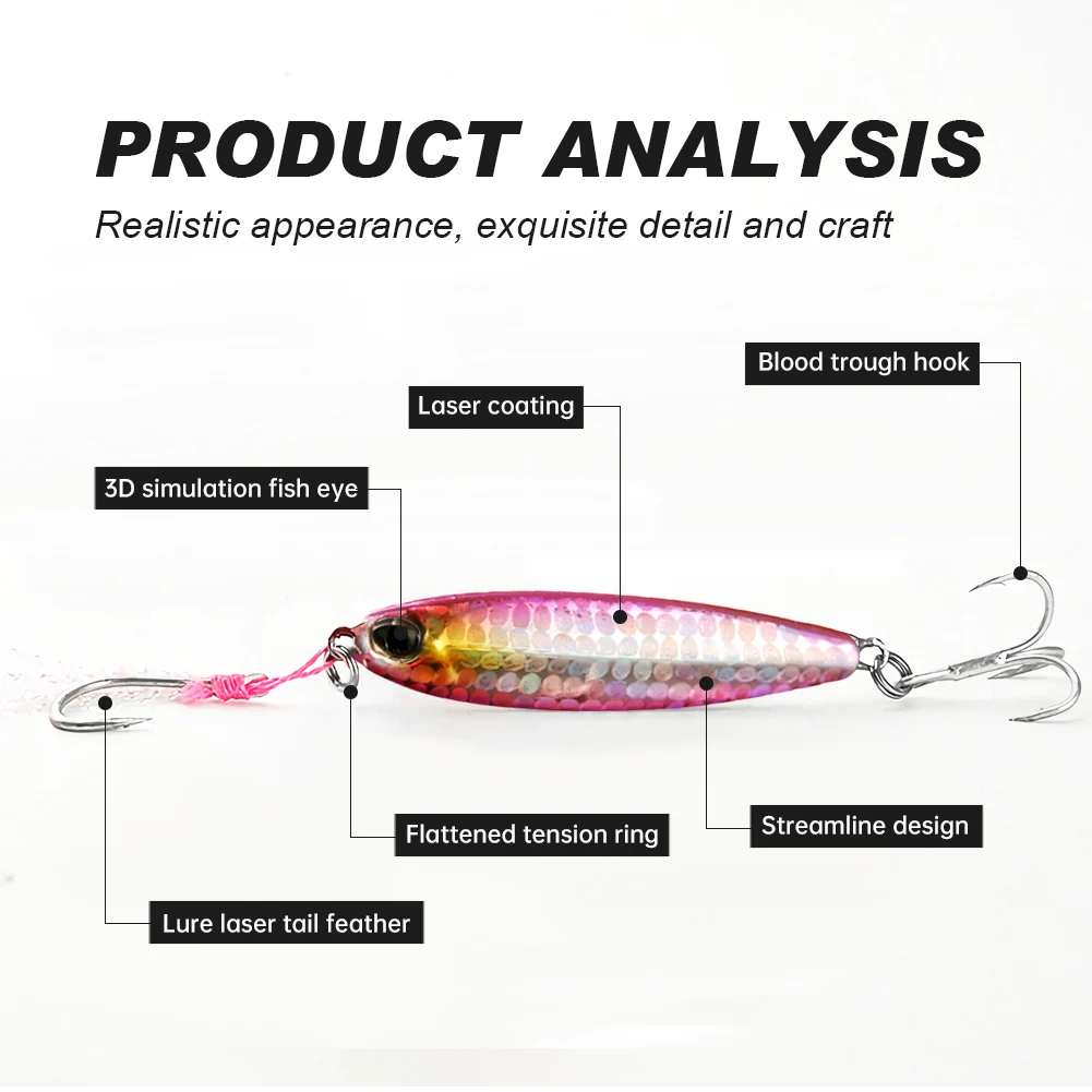 SANLIKE 4.5cm Micro Fishing Lures Iron Plate Lead Fishing Lures Double Hook Fake Bait Jig Long Shot Fake Sea Fishing Lures