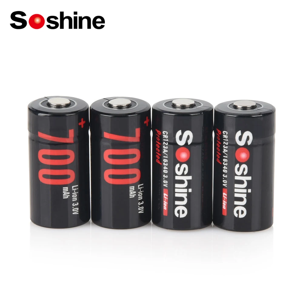 Soshine Li-ion RCR123 Rechargeable Battery with Protected 16340 3V 700mAh Battery for Camera Electric Toys Flashlights Shaver