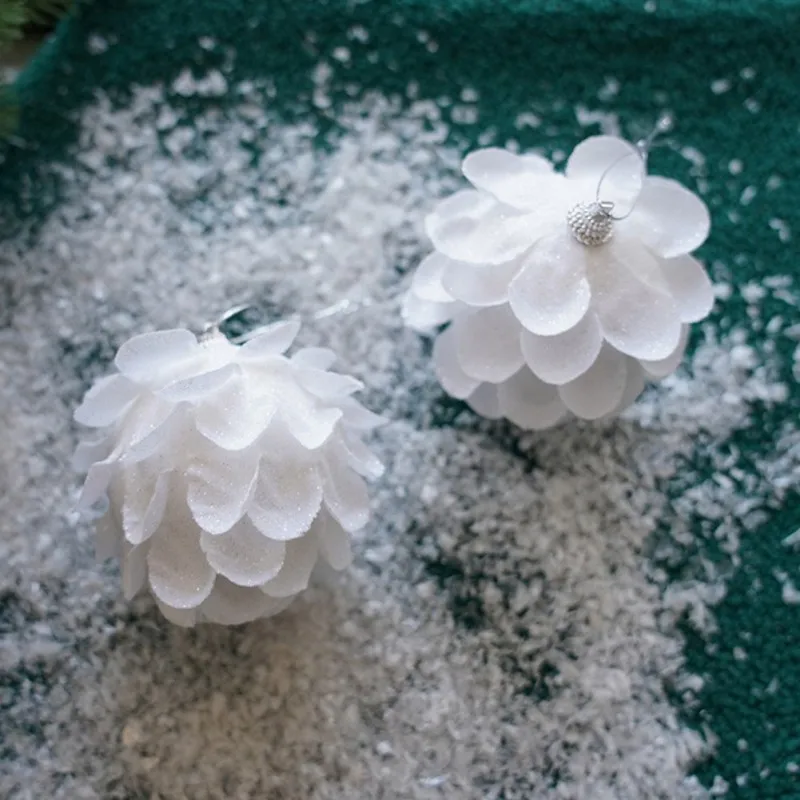 Bolas de espuma decorativas para árbol de Navidad, adornos navideños blancos para el hogar, Año Nuevo, 2024