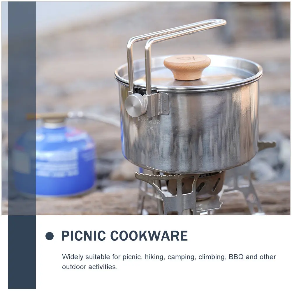 

Outdoor Camping Cookware Portable Noodles Pot Hiking Picnic Cooking Utensils Stainless Steel Camping Pot Coffee Kettle Easy