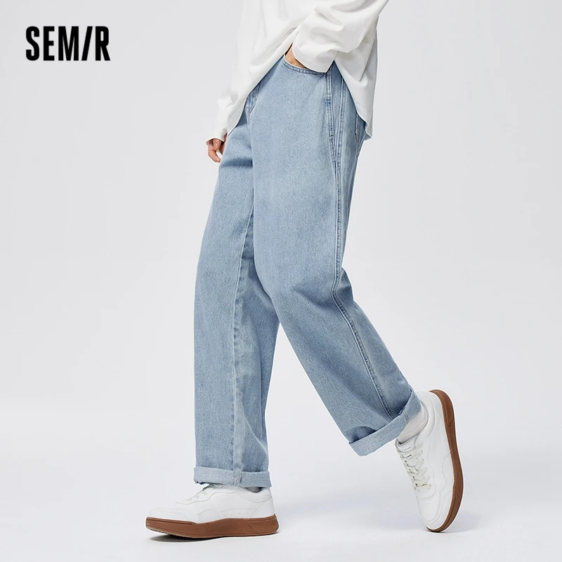 Semir Jeans Men 2023 wiosna nowe wygodne czysta spodnie męskie z bawełny dorywczo Retro szerokie nogi proste spodnie Trend