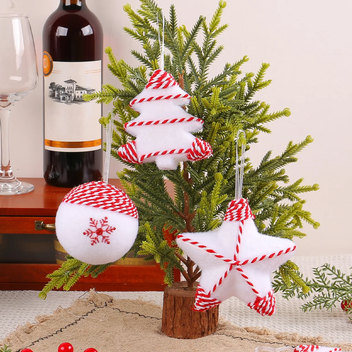 

3PCS New Christmas Twine Foam Ball Decoration Supplies Christmas Tree Pendant Boxed Ball Scene Arrangement Hanging Decorations