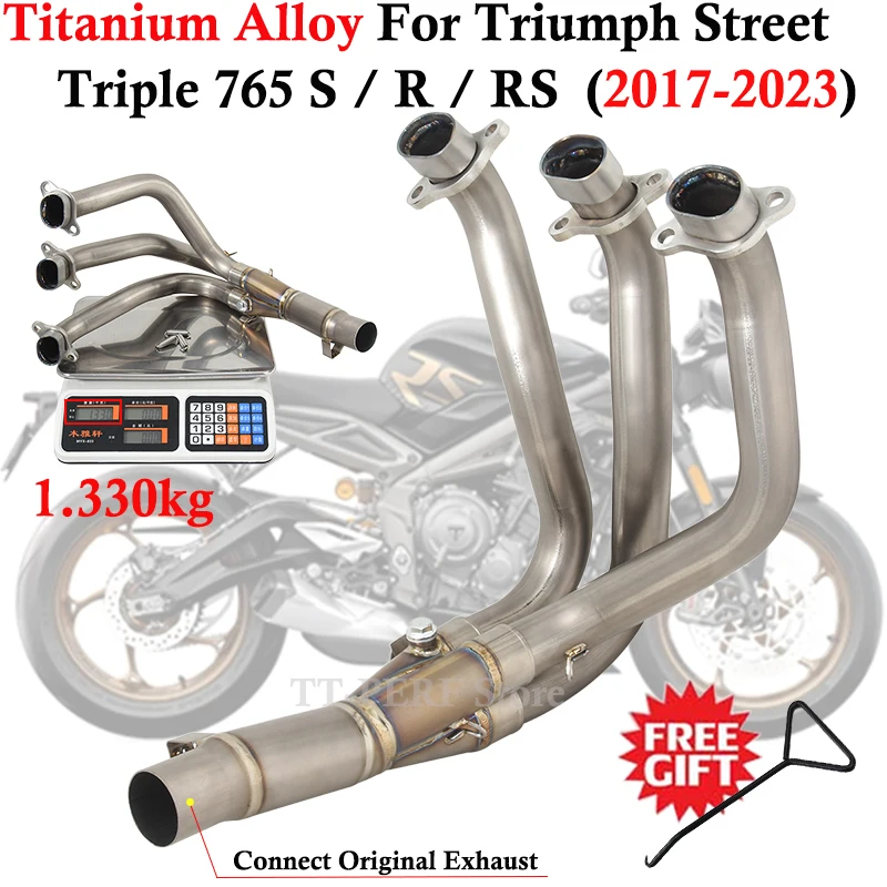 Titanium Alloy For Triumph Street Triple 765 S R RS 2017 - 2023 Motorcycle Exhaust Escape Modified Front Link Original Muffler