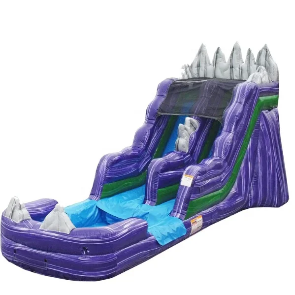 

Factory Customize Purple Water Slide Inflatable Products With Pool For Kids Adults