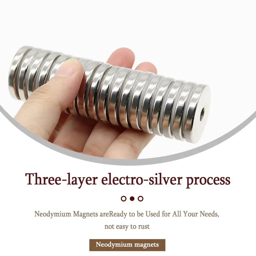 30x5-6mm Super Strong Round Neodymium Magnet Powerful with holes Magnets N35 Permanent Magnetic NdfeB Refrigerator Magnet