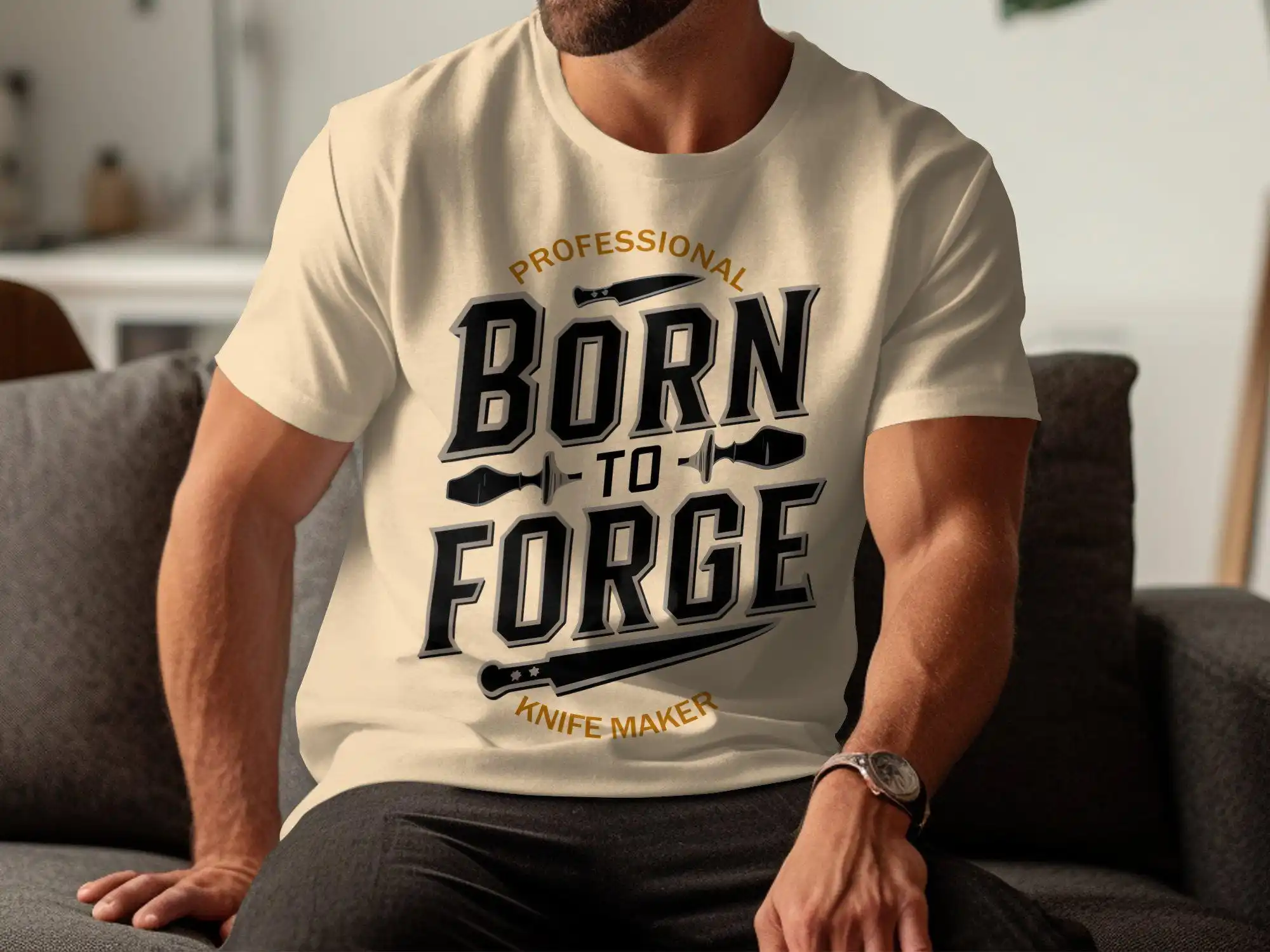 

Professional Born to Forge Knife Maker T Shirt for Makers Cool Blacksmiths SweaT