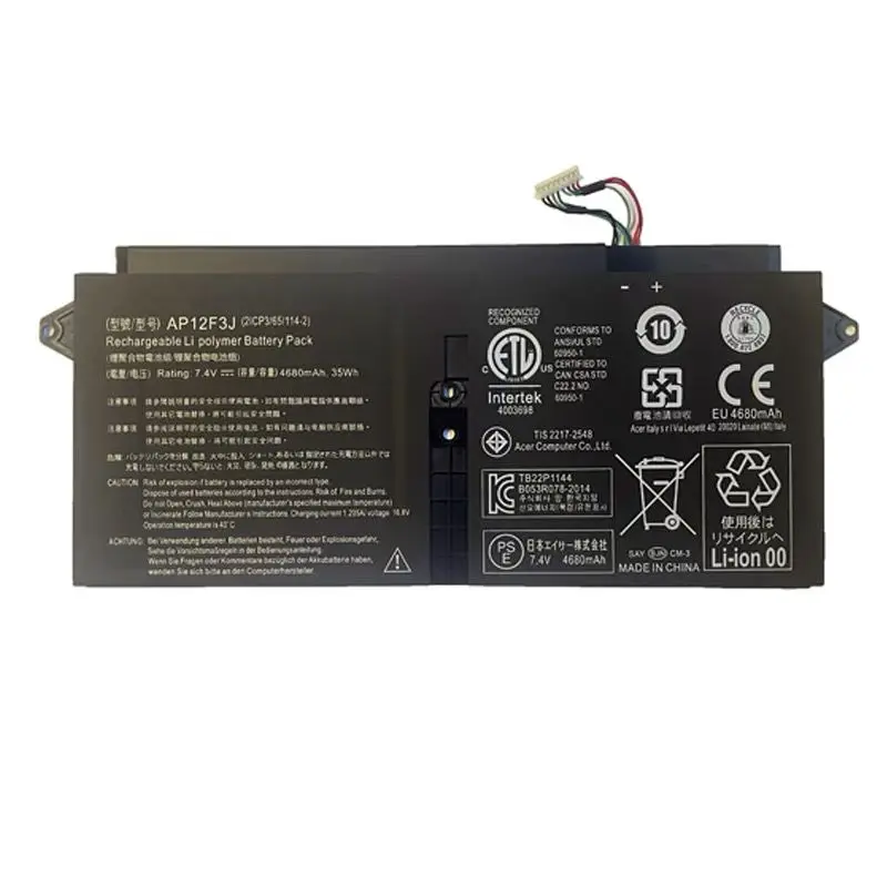 

7.4V 35Wh/4680mAh AP12F3J 2ICP3/65/114-2 Laptop Battery for Acer Aspire 13.3" inch S7 S7-391 Touchscreen Ultrabook Series MS2364