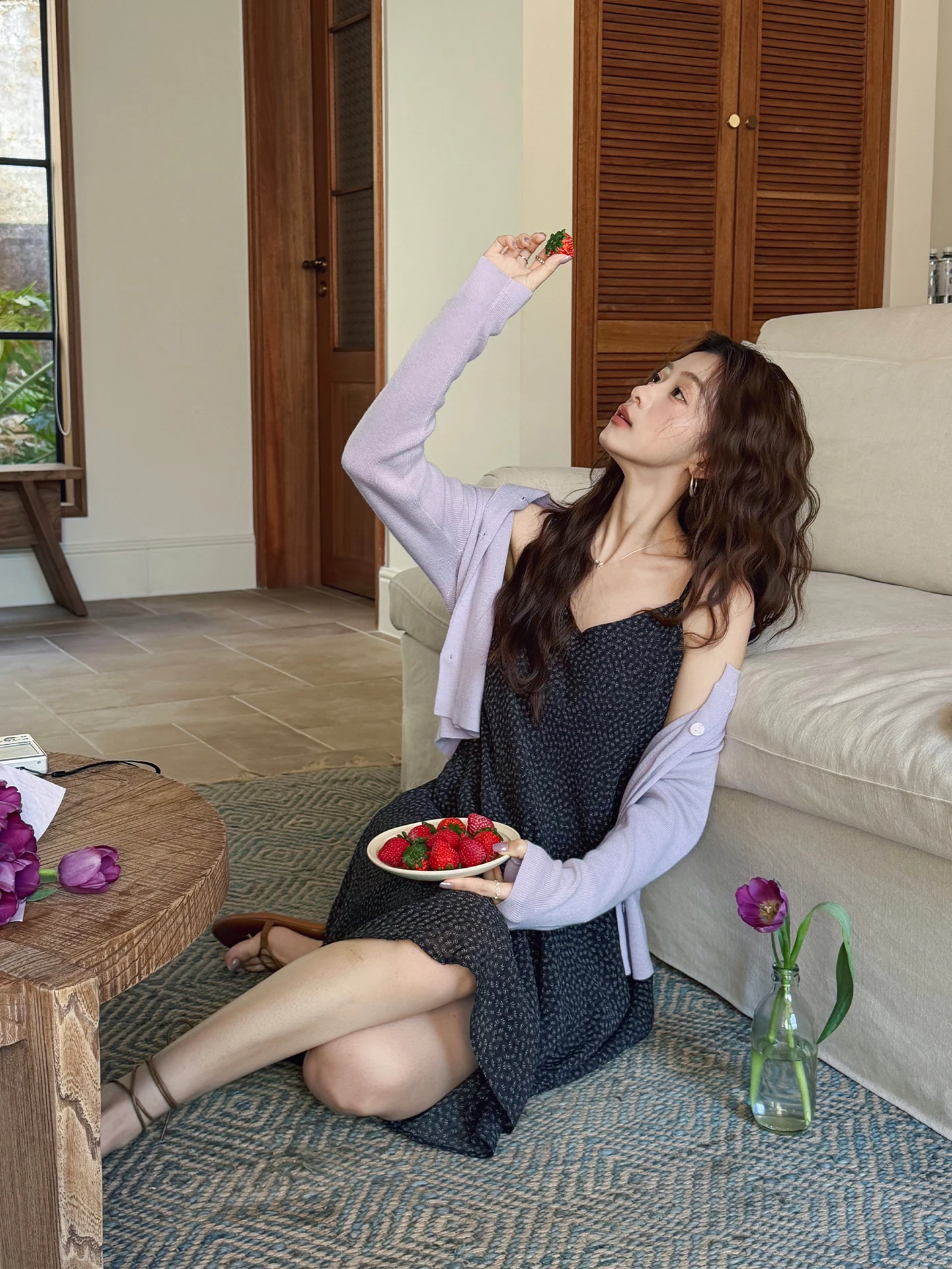 

Soft Purple Thin Knitted Open Cardigan Spring Summer New Korean Style Versatile Air Conditioning Sun Protection Short Outerwear