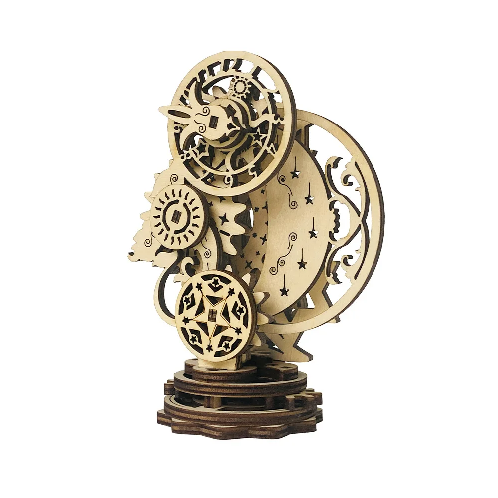 

3D Wooden Puzzle Mechanical Punk Clock Model Handmade DIY Assembly Toy Jigsaw Model Building Kits for Kids Adults Gift Decor