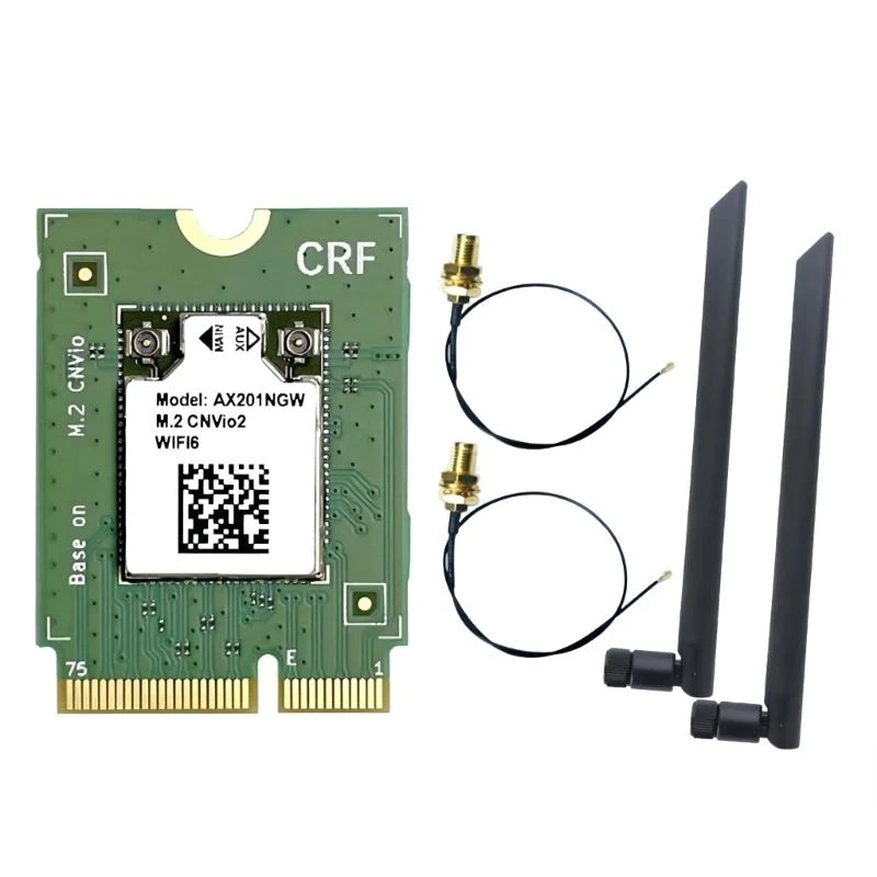 

AX201NGW AX201 Wireless Card Fast WiFi6 Networking Adapter m.2 Cnvio2 Interfaces Bluetoothcompatible5.0 for Laptops