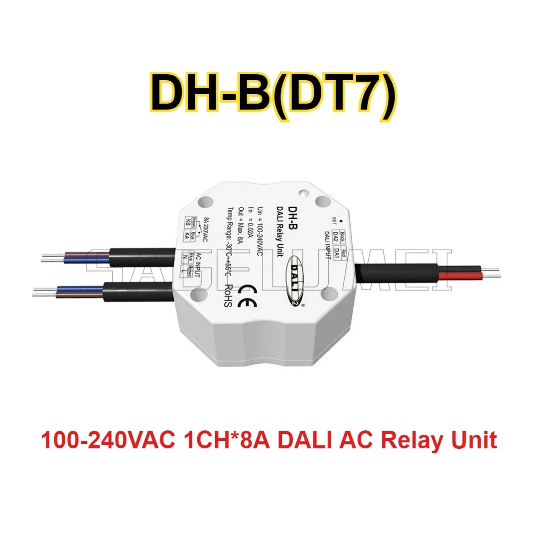 Skydance  AC100-240V DALI AC Relay Unit DH-B (DT7)  1CH*8A One Channel DALI / PUSH Switch Max 8A compliance with DALI products
