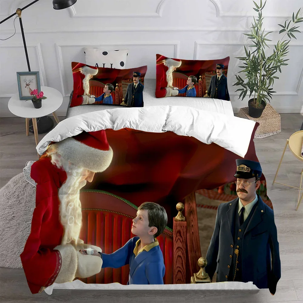 The Polar Express Christmas 3D Bedding Sets Comforter Quilt Bed Cover Duvet Cover Pillow Case 2-3 Pieces Sets Kids Adult Size