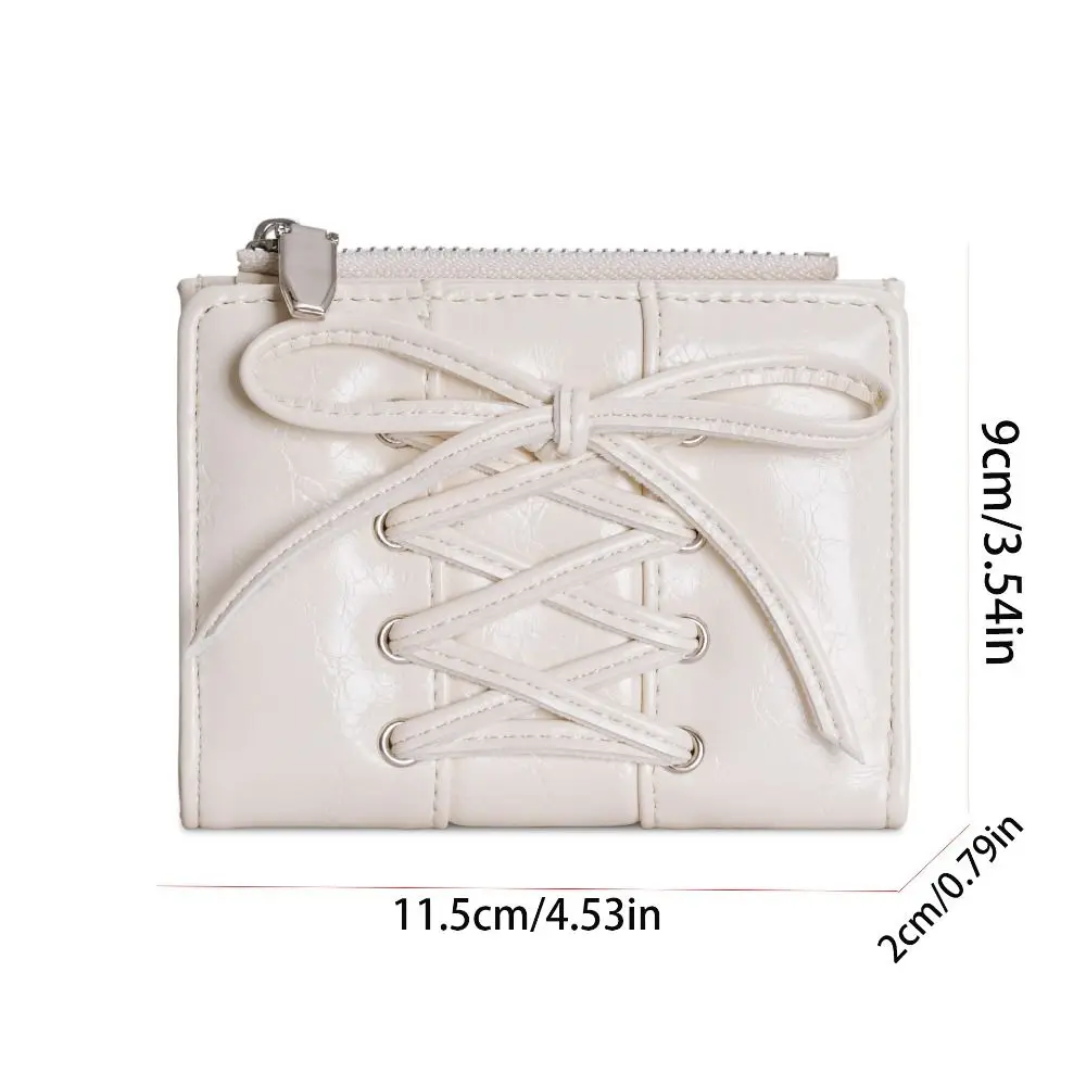 Portable Korean Style Bow Wallet Purse Short Clutch Coin Pouch Ultra Thin Multi Slot Card Bag Card Storage Bag
