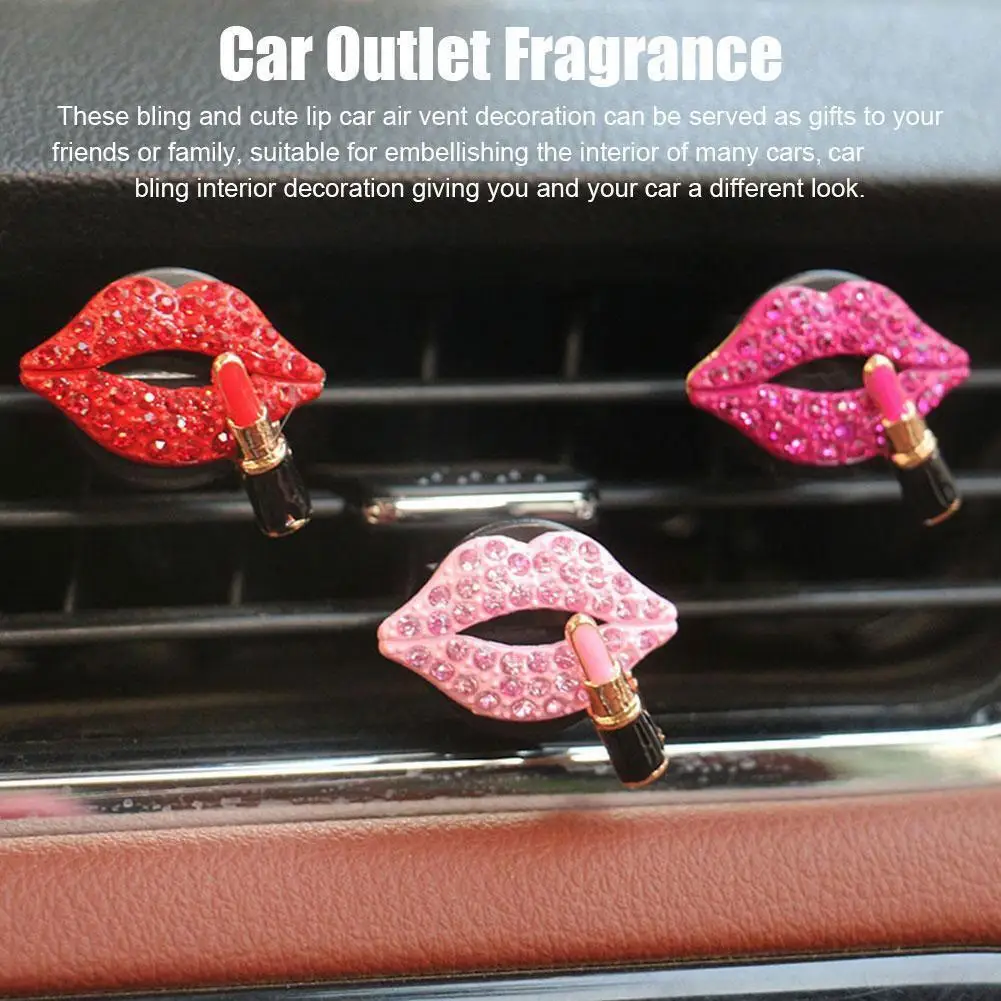 Car Air Outlet Aromatherapy Clip Diamond Red Lips Clips Freshener Aroma Air Clips Scent Clip Interior Car Perfume Accessori K7O5