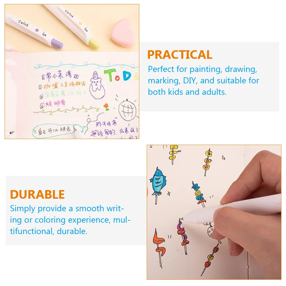 10 Pcs Press Neutral Pen Set Portable Marking Convenient Students Pens Multi-function Drawing Supply Plastic