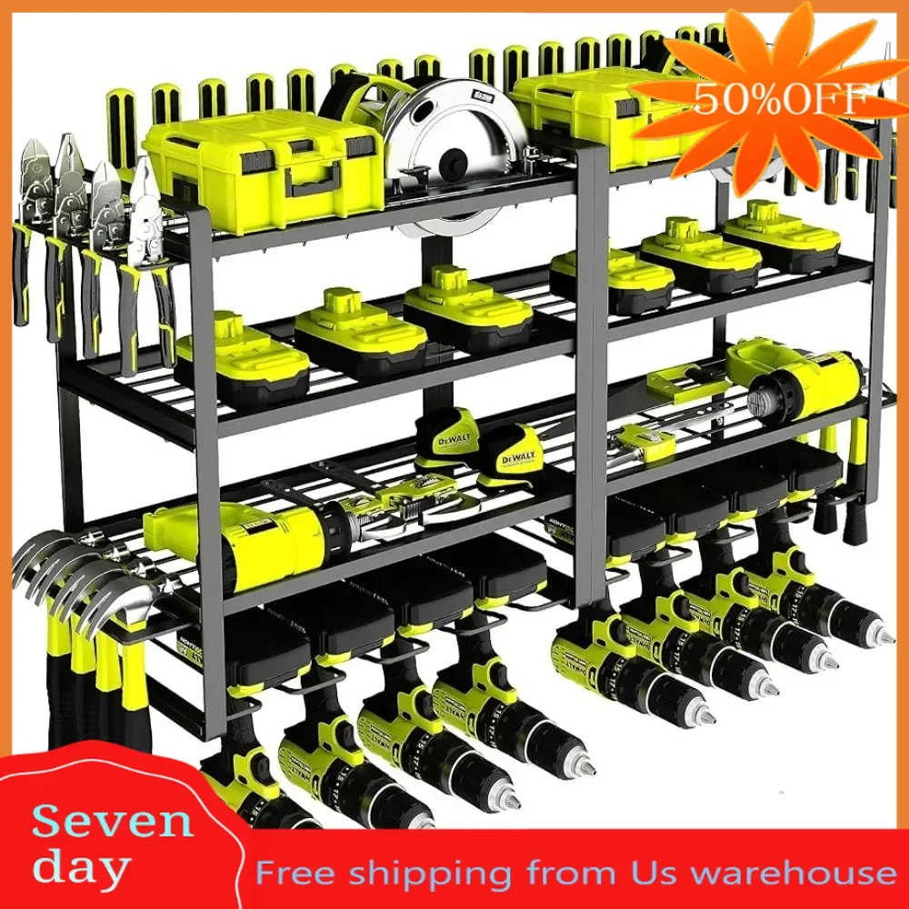 

4 Layers Garage Tool Organizers and Storage Rack Tools Organizer Tool Shelf With Screwdriver/Plier/Hammer Holder Cabinet