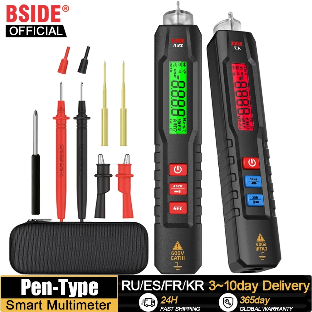 

BSIDE Smart Digital Multimeter Pen Type Multitester True RMS Voltmeter DC AC Voltage Capacitance Ohm Hz Diode NCV Live tester