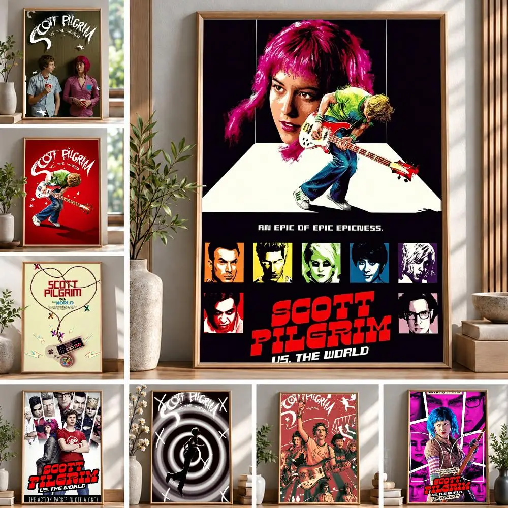 movie Scott Pilgrim vs. the World Poster HD Waterproof Self-Adhesive Poster Unframed Wall Art Print for Home Room Decor Gift