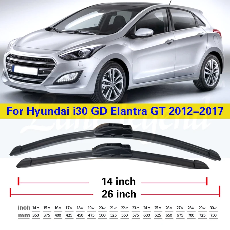 Wiper Front & Rear Wiper Blades Set For Hyundai i30 GD Elantra GT 2012 2013 2014 2015 2016 2017 Windshield 26\