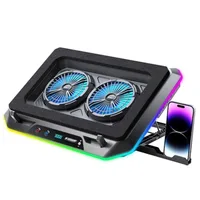 RGB Gaming Laptop Cooling Pad with Two Turbo Fan Rapid Cooling for 15.6-19.3" Laptops Variable Speed Control 6 Adjustable Heigh