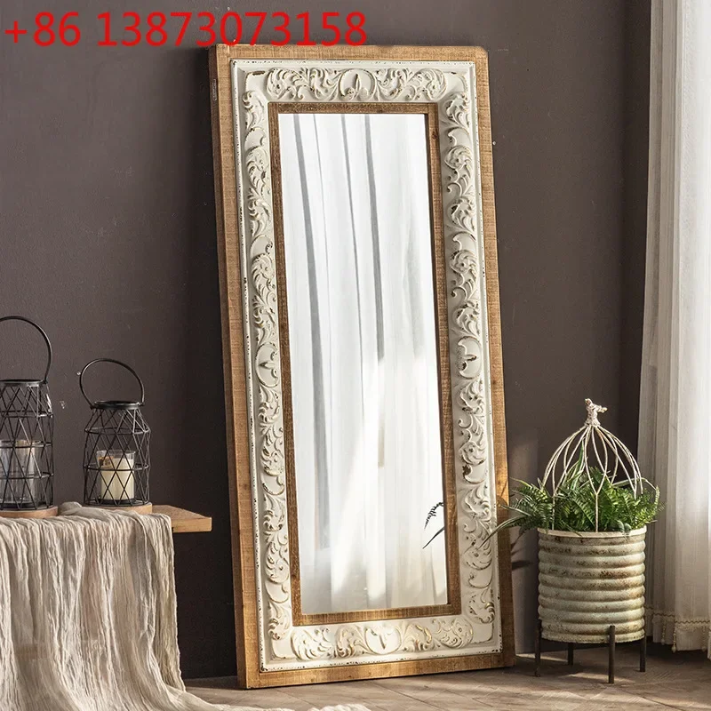 White European dressing mirror old full body mirror  clothing store large fitting mirror