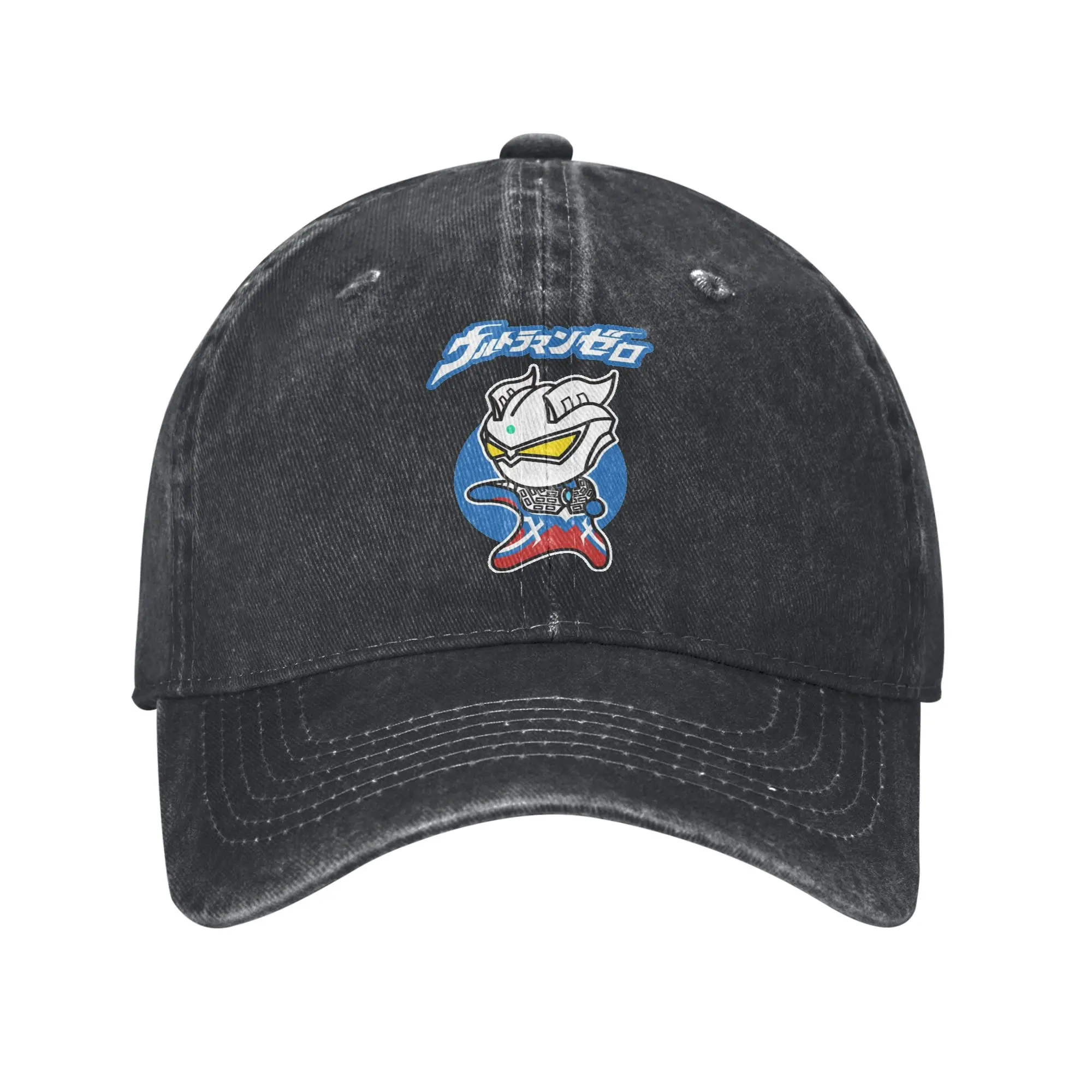 Ultraman Zero Chibi Style Kawaii Baseball Cap Casual Distressed Washed  Sun Cap Men Women Outdoor Activities Adjustable Fit Hats