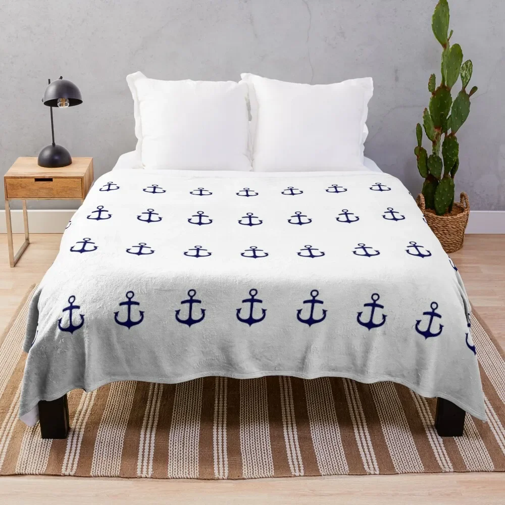 

Navy Blue Anchor Pattern Throw Blanket Quilt Personalized Gift blankets and throws Blankets For Baby Blankets