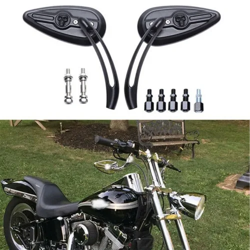 Imagen 2 del producto Espejos retrovisores laterales en forma de lágrima de calavera para motocicleta Harley Street Glide Special Sportster 1200 883, accesorios para espejos retrovisores