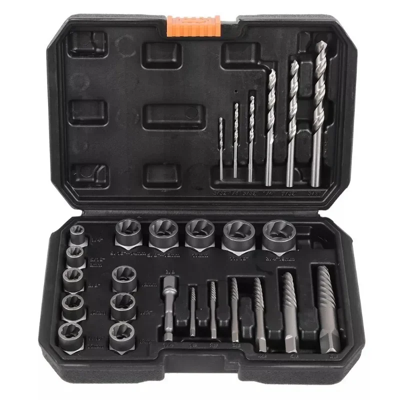 26PC Broken Nut Bolt Extractor Socket Head To Take Hexagonal Screw Tool Screws Remover Threading Tool Kit Nuts Set