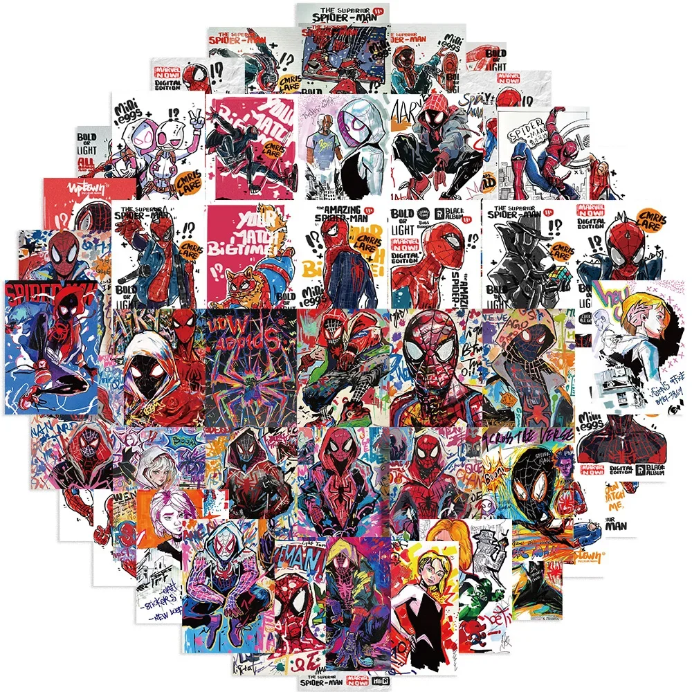 

64Pcs/Set Hand Drawn Graffiti Spider Man Stickers Anime DIY Mobile Notebook Decoration Children's Stickers