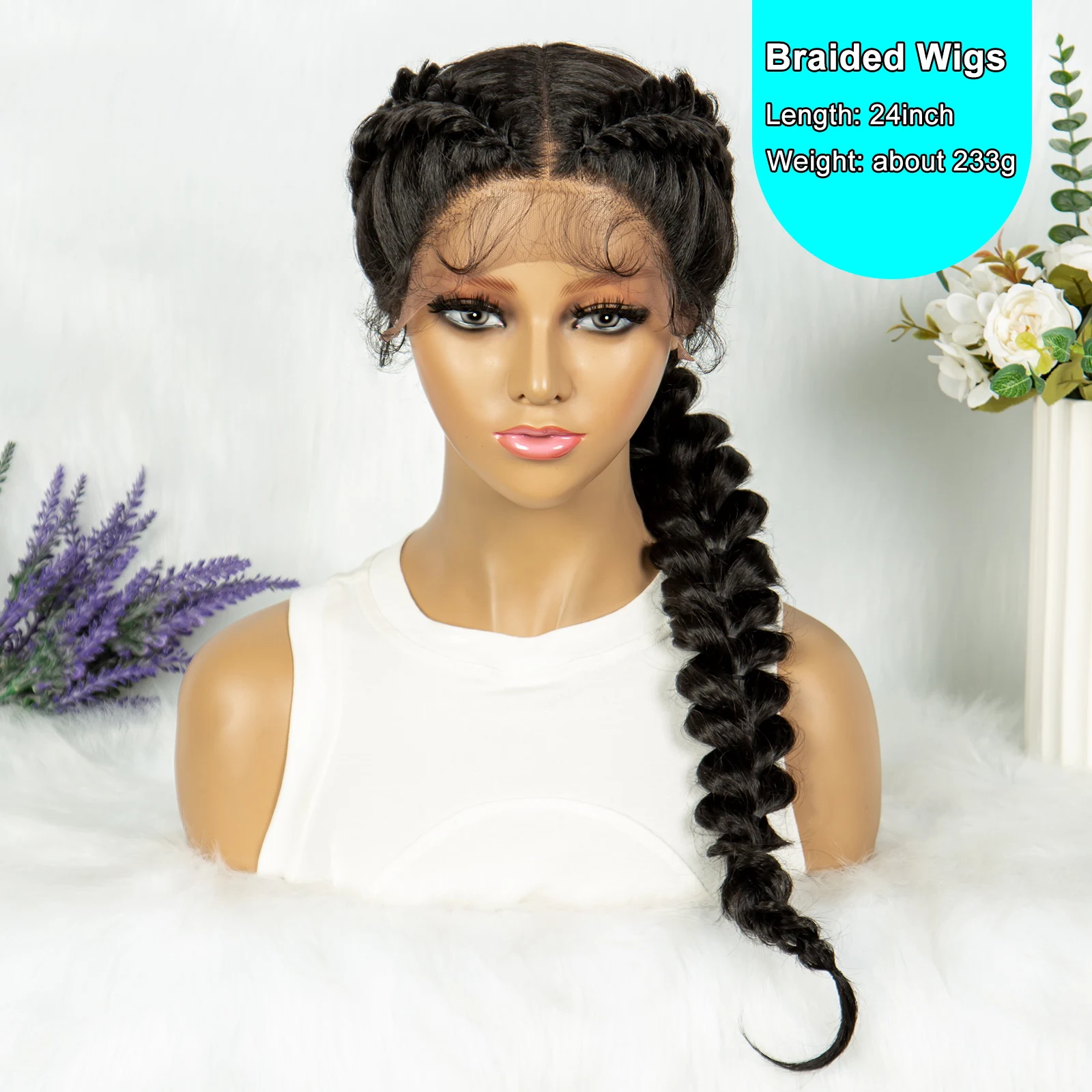 Kima Fishtail Gevlochten Pruiken 13X4 Lace Front Pruik Synthetische Cornrow Vlechten Pruiken Met Baby Haar Voor Zwarte Vrouwen Pruik