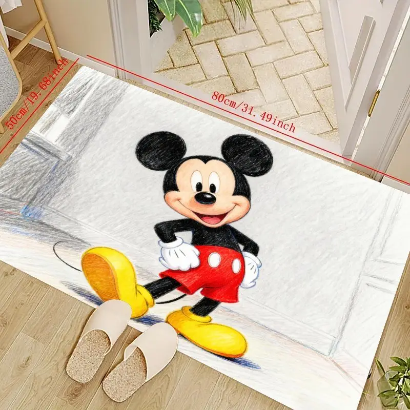 

1 шт., забавный напольный коврик в стиле Микки Мауса, нескользящий мягкий впитывающий коврик для двери для детской комнаты, гостиной, спальни