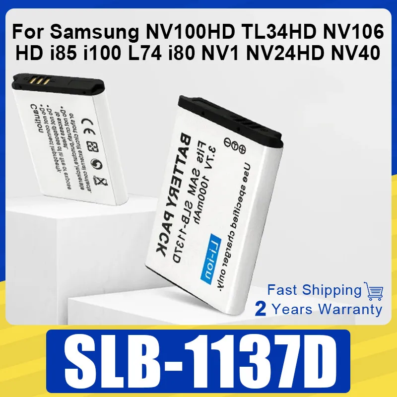 

SLB-1137D Camera Battery 1000mAh Rechargeable Battery For Samsung NV100HD TL34HD NV106 HD i85 i100 L74 i80 NV1 NV24HD NV40