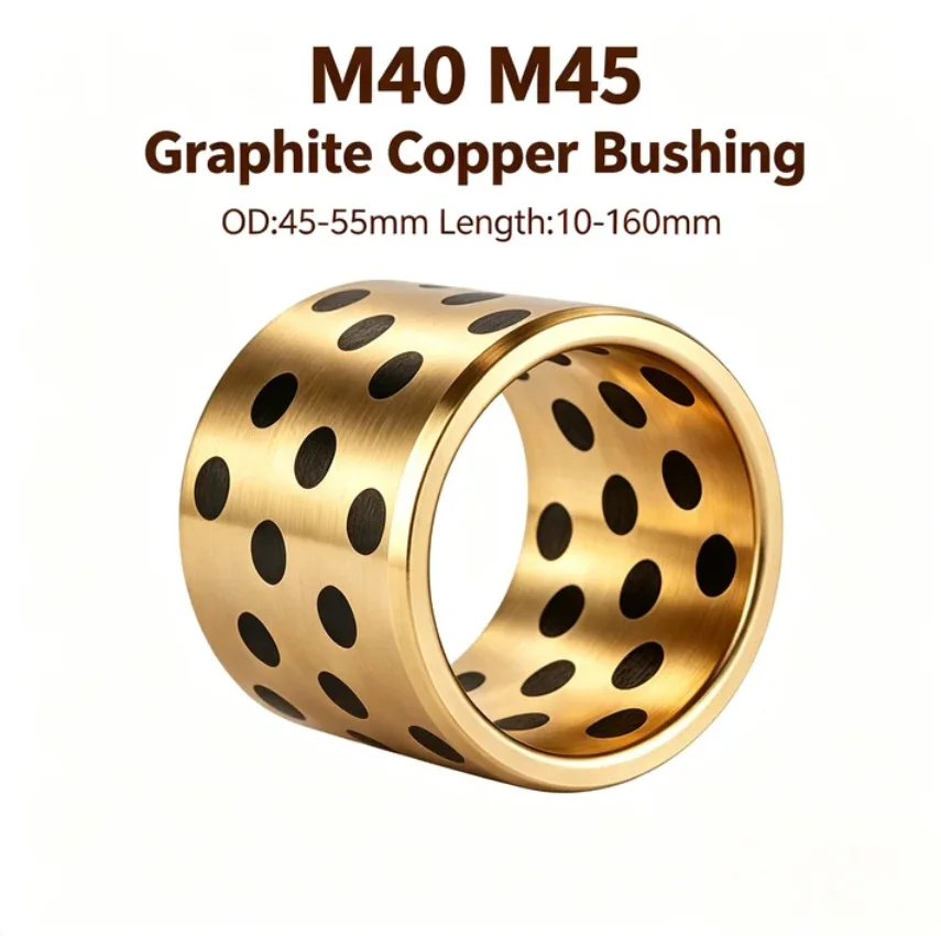 

Graphite Inlaid Copper Sleeve M40 M45 Anti-friction Oilless Self-lubricating Bronze Bearing Outer OD:45-65mm Length:10-160mm