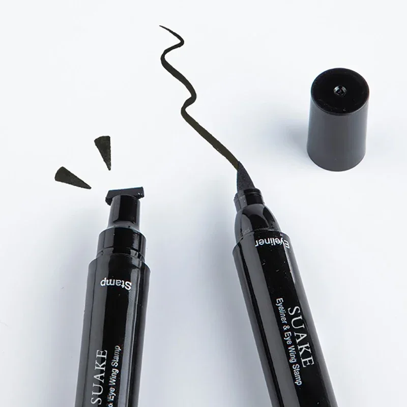 Penna per Eyeliner liquido per timbri 2 in 1 matita per Eyeliner impermeabile ad asciugatura rapida Eyeliner cosmetico a doppia estremità trucco Belleza-y-salud