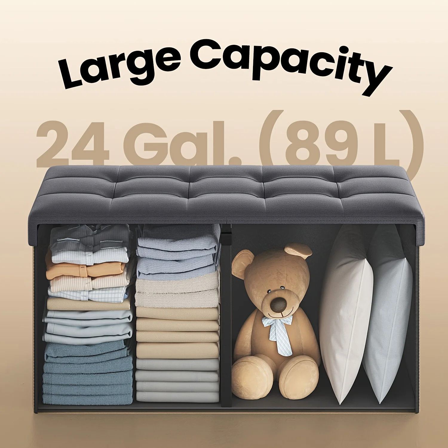 

Foldable Storage Chest Stool 660lbs Load Bearing Ottoman With Flip Top Lid Perfect For Entryway Shoe Changing Living Room