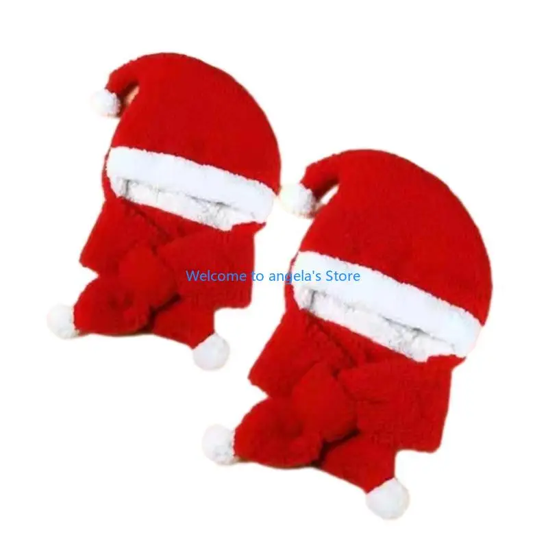 X4YC Adult Kids Christmas Santa Hat with Thicken Scarf for Winter Christmas Hat Party