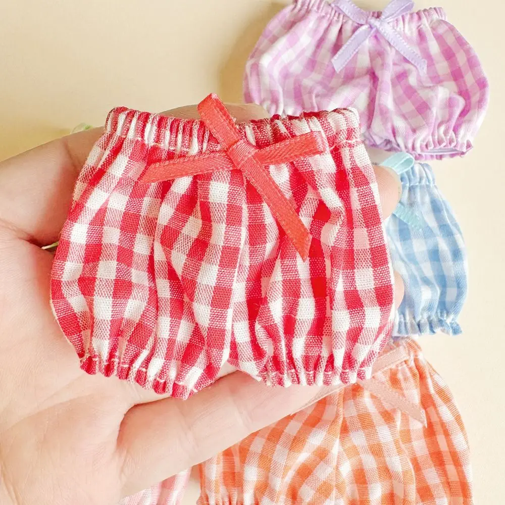 Mini pantalon à carreaux élastique, vêtements en coton beurre, vêtements décontractés, accessoires de vêtements FJDolls, mode, 10-15cm