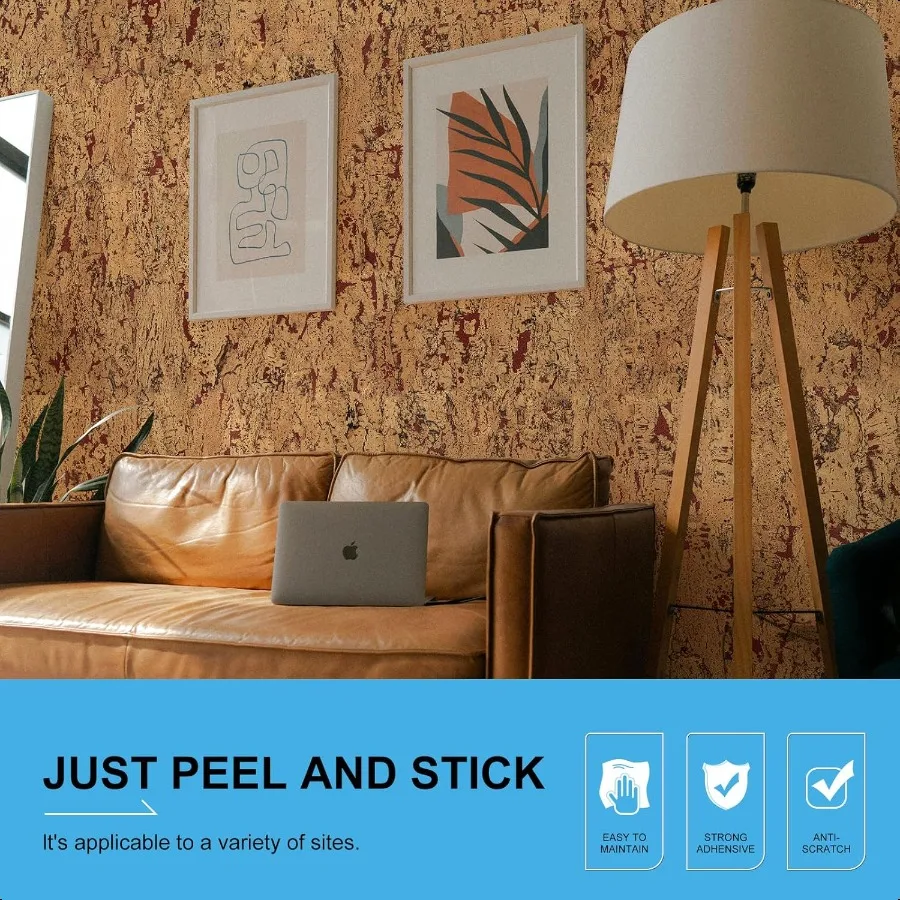 تقشر وعصا الفلين باكسبلاش 6 ورقات بلاط الحائط الخشبي الفلين عصا على بلاط مترو الانفاق الفلين للمطبخ باكسبلاش #3