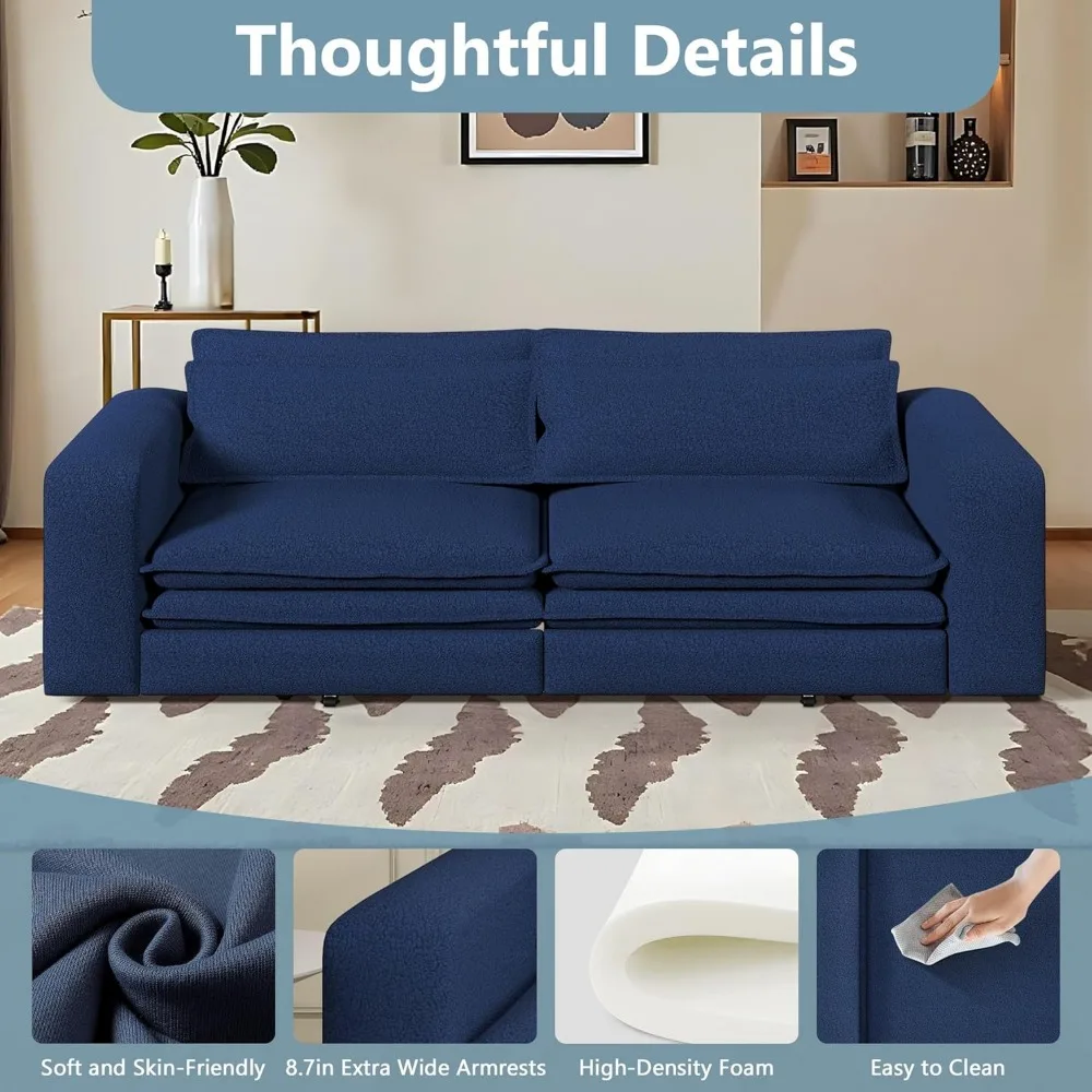 أريكة سرير بحجم كينج 3 في 1 أريكة قابلة للتحويل نائمة مريحة منجدة 3 مقاعد كرسي صالة Loveseat مع سرير قابل للسحب #6