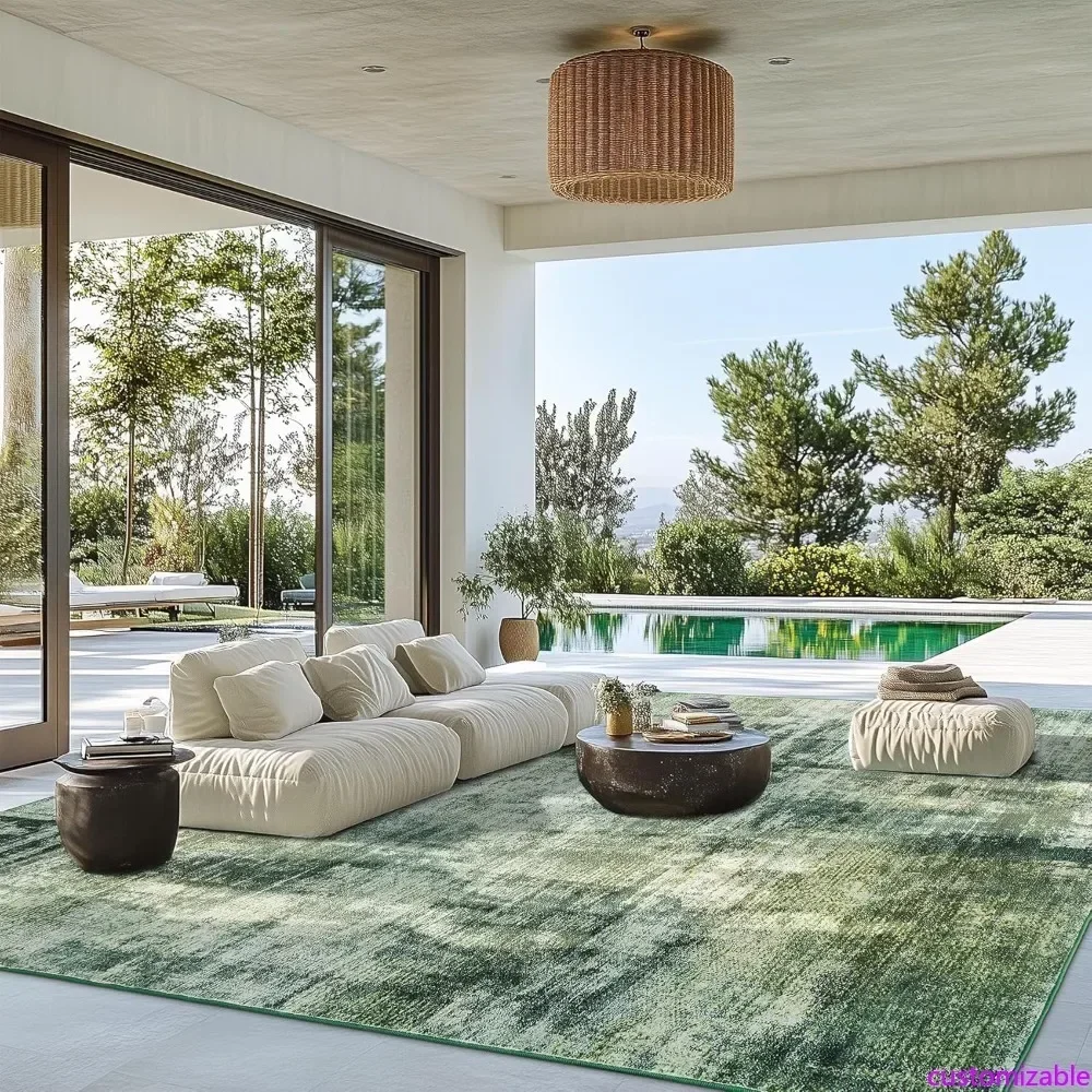 

Хит продаж: Настраиваемый ковер 8x10 для гостиной, большой зеленый ковер с современным абстрактным узором, машинная стирка, мягкий, противоскользящий.