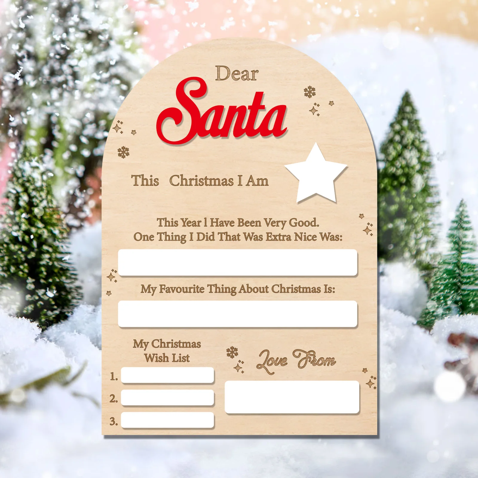 Reusable Dear Santa Wooden Board - Kids Christmas Wish List Sign, Dry Erase Letter to Santa, Festive Holiday Decor (26x18cm) - Image 6