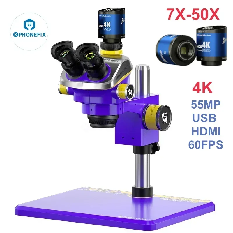 MECHANIC MIC3/C2 Industrial Trinocular Stereo Microscope HD Electronic Magnified 7X-50X Continuous Zoom Observation Platform