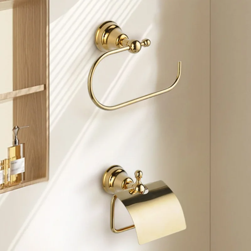Brass Toilet Brush Holder Bathroom Shelf Gold Paper Holder Towel Bar Soap Holder Towel Rack  Towel Hook Bathroom Hardware - view 6