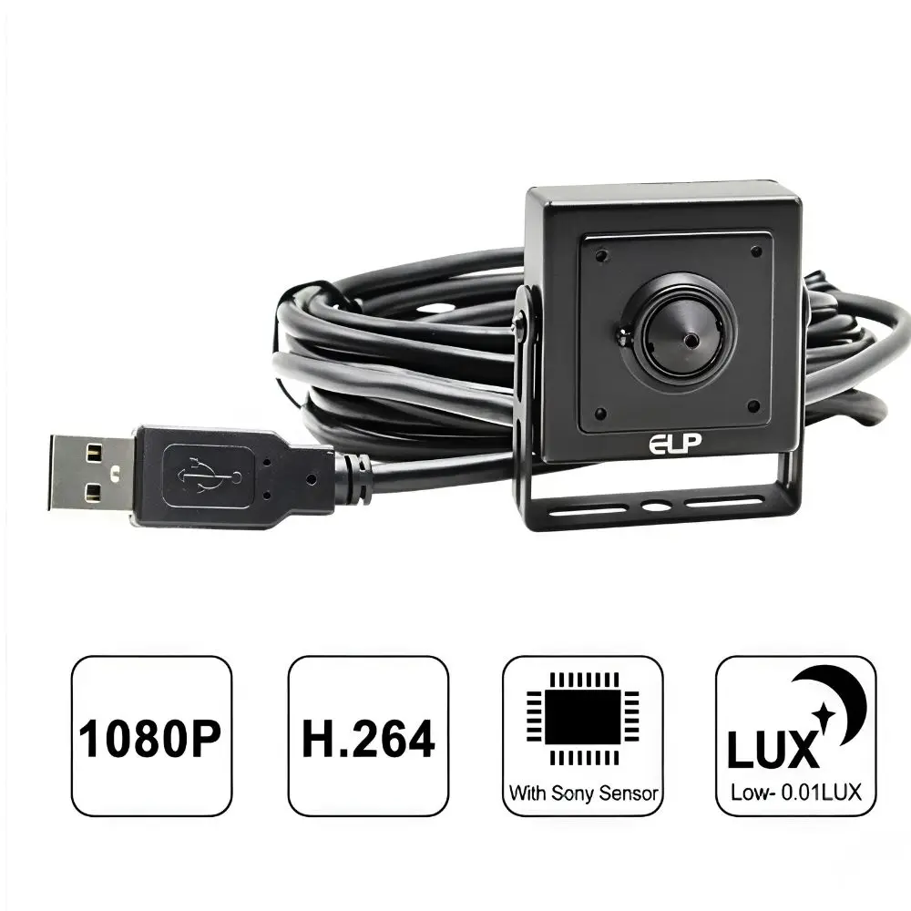 

ELP 2MP 1080P USB Camera IMX323 Low Light 0.01Lux H.264 Audio Recording Pinhole Lens OTG Webcam for Security Video Conference