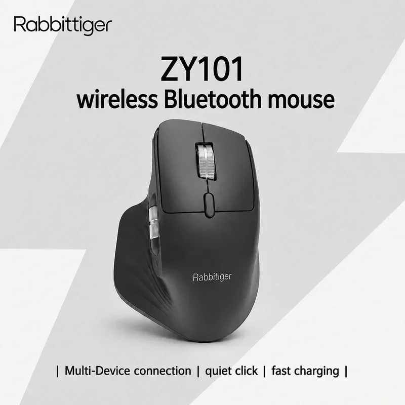 ZY101 Multi-mode Rechargeable Wireless Mouse Ergonomic 4000 DPI Support Up to Multiple Devices Bluetooth Mouse RGB Lighting NEW