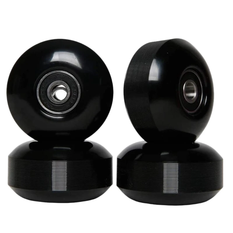 Roda Skateboard dengan bantalan 52x30mm, roda PU jalan, suku cadang Skateboard, roda Longboard Cruiser (Set 4) Hitam