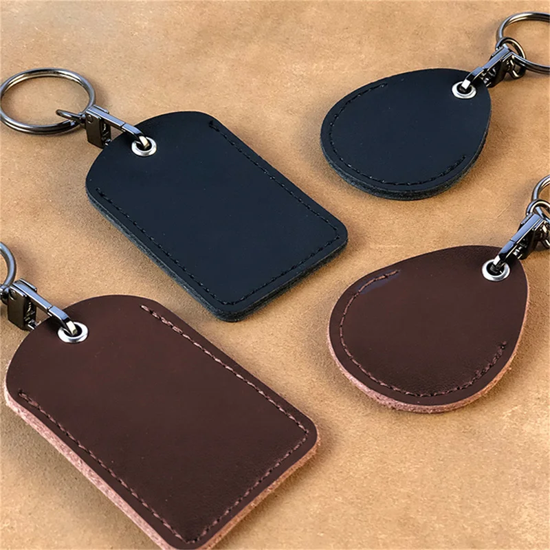 Vintage PU Leather Keychain Protective Case Door Lock Access Water Drop Proximity Card Protective Case Key Fob