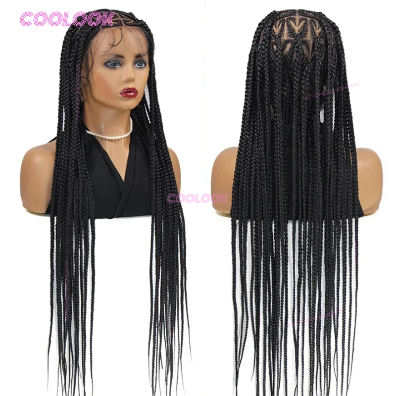 36 ''شعر مستعار على شكل قلب الضفائر الاصطناعية كامل الدانتيل شعر مستعار مضفر للنساء عقدة صندوق شعر مستعار مضفر #2