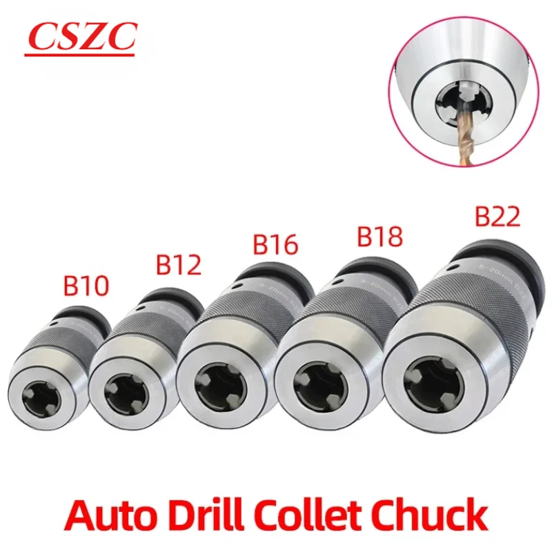 NEW B10 B12 B16 B18 B22 Drill Chuck drilling machine Taper Drill Chuck Power JT6 Auto Drill Collet Self Tighten Keyless